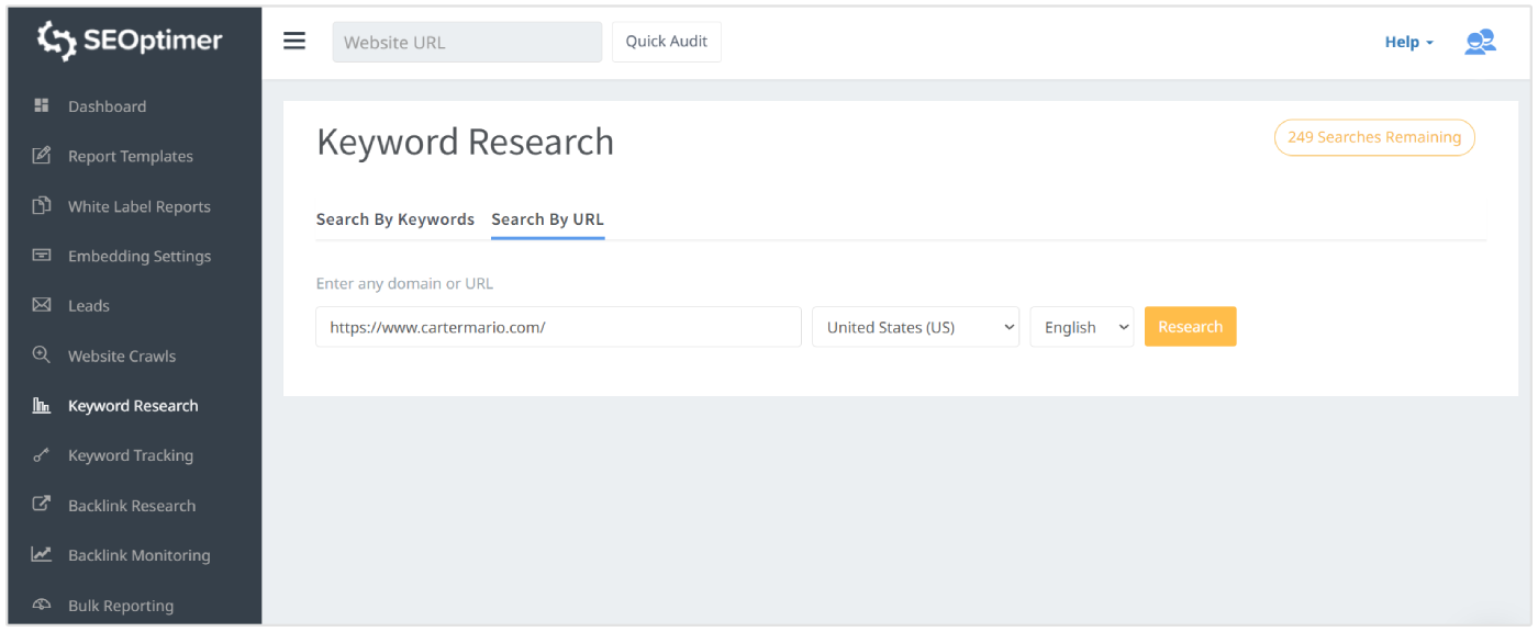 Search by URL for attorney keywords